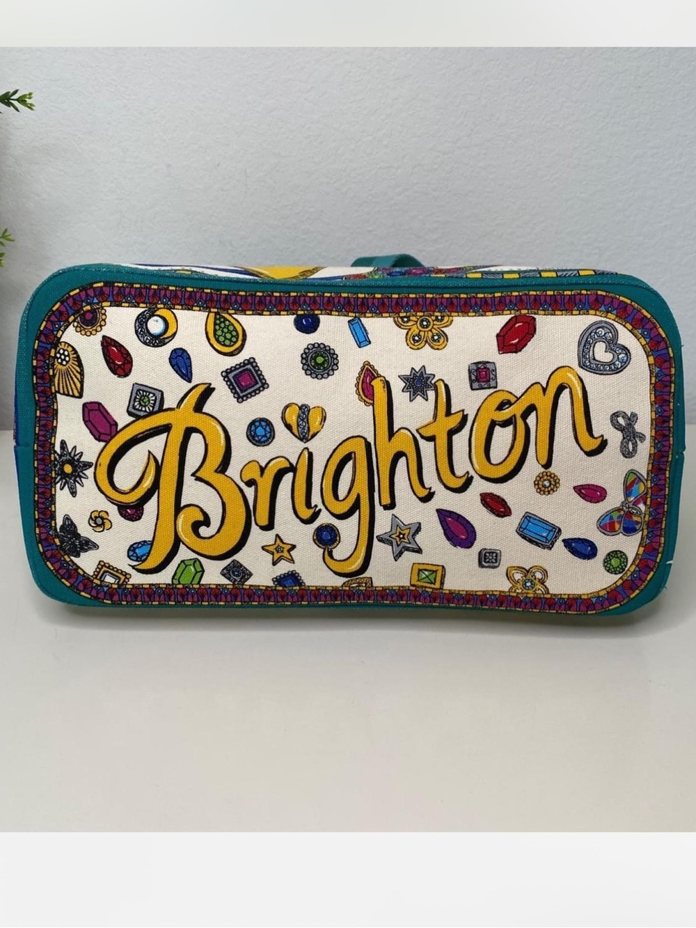 Brighton Charmed Love Tote features a vibrant, hand-drawn "LOVE" - Picture 3 of 7